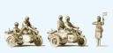 Preiser 4 soldat sur motos et 1 debout